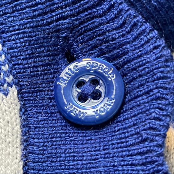 Kate Spade New York Blue Gingham Scalloped Trim Button Cardigan Size M - Picture 7 of 8